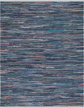 SAFAVIEH Rag Rug Collection Area Rug - 10' x 14', Ink & Multi, Handmade Boho Stripe Cotton, Ideal for High Traffic Areas in Living Room, Bedroom (RAR121C)