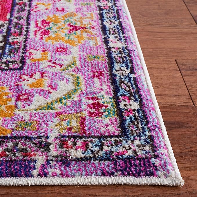 SAFAVIEH Monaco Collection Accent Rug - 2'2" x 4', Violet & Fuchsia, Medallion Distressed Design, Non-Shedding & Easy Care, Ideal for High Traffic Areas in Entryway, Living Room, Bedroom (MNC243P)