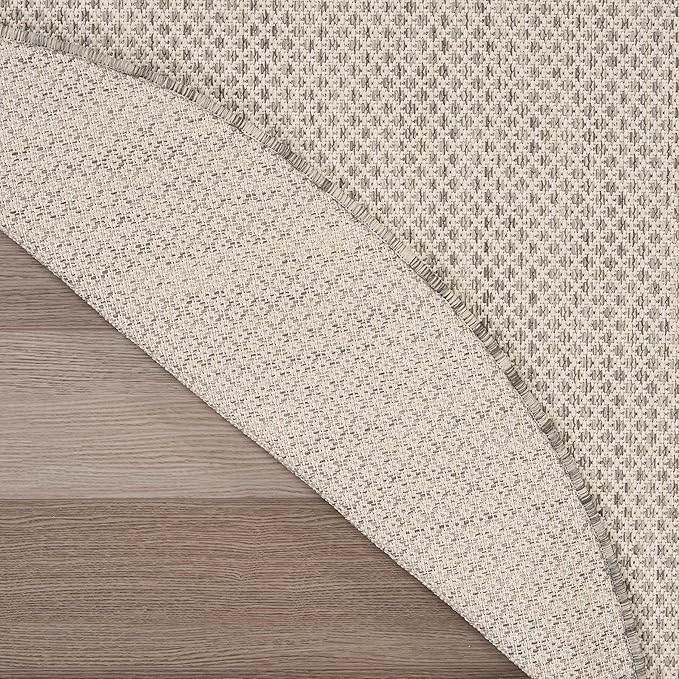 Nourison Home Courtyard Ivory Silver 6' x 9' Oval Area Rug - Easy Clean, Non Shedding, Bed Room, Living Room, Dining Room, Kitchen (6' x 9' Oval)