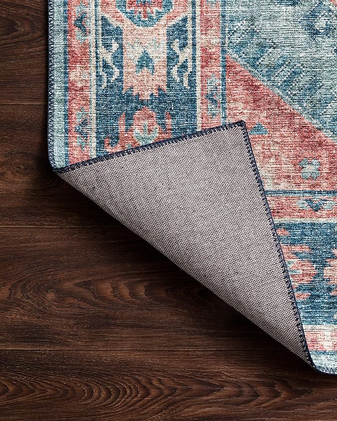 Loloi Skye Collection SKY-03 Turquoise/Terracotta 7' x 9' Oval Area Rug