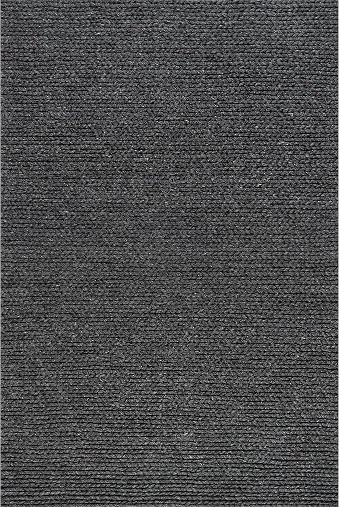 Nuloom Penelope Charcoal, 7'6" x 9'6", Hand-Braided, Wool & Cotton, Soft and Textured, High Traffic, Stain Resistant, Easy Clean, Durable Area Rug for Bedroom, Living Room, Dining, Foyer, Entryway
