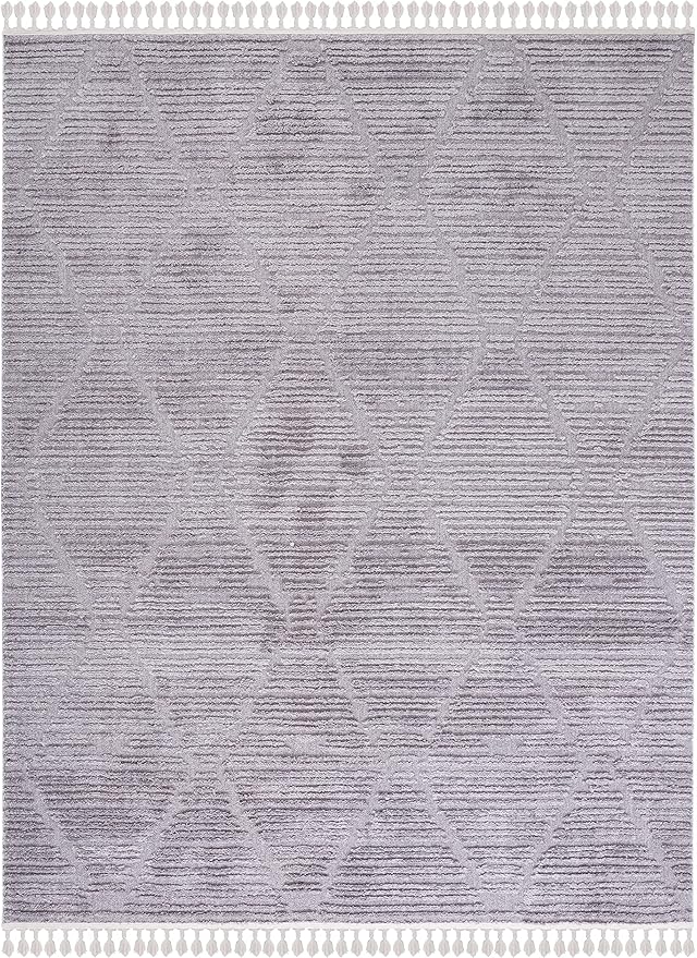 SAFAVIEH Marrakech Collection Area Rug - 9' x 12', Grey, Moroccan Boho Tribal Tassel Design, Non-Shedding & Easy Care, Ideal for High Traffic Areas in Living Room, Bedroom (MRK517F)