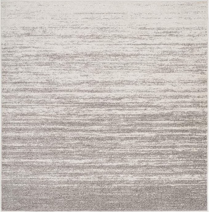 SAFAVIEH Adirondack Collection Area Rug - 7' Square, Light Grey & Grey, Modern Ombre Design, Non Shedding & Easy to Clean, Ideal for Living Room, Bedroom, Office, Dining Space (ADR113C)