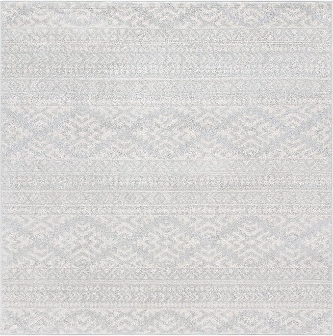 SAFAVIEH Tulum Collection Area Rug - 11' Square, Light Grey & Ivory, Moroccan Boho Tribal Design, Non-Shedding & Easy to Clean, Ideal for Living Room, Bedroom, Dining Space (TUL272F)