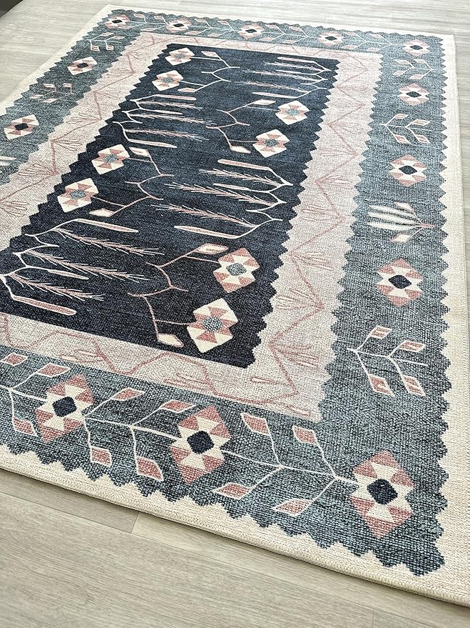 Fame Living Faded Oushak Rug, Turkish Vintage Floral Pastel Large Oversized Area Rugs for Living Room Dining Bedroom Kitchen Bathroom Nursery (862CN, 2'5 x 9'8)