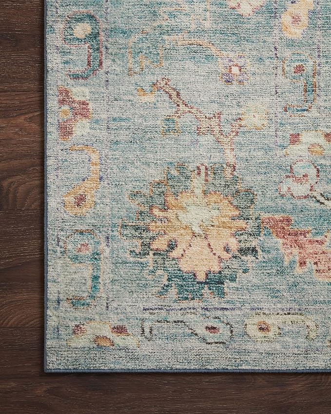Loloi Margot Collection MAT-06 Denim/Multi 2'-3" x 3'-9" Accent Rug feat. CloudPile, No-Shed Easy Clean Large Patterned Area Rug for Living Room, Bedroom, Dining Area