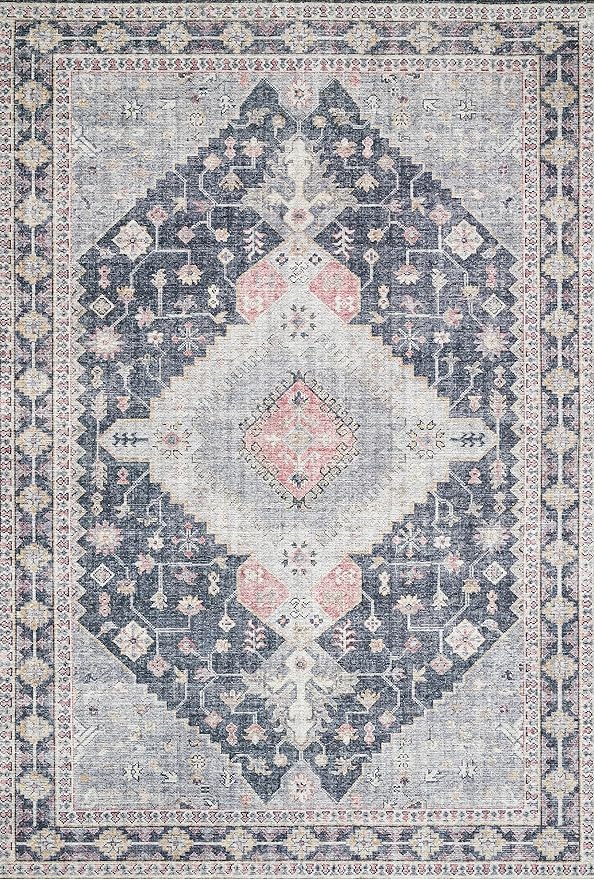 Loloi II Skye Collection SKY-02 Charcoal/Multi 3'-6" x 5'-6" Accent Rug
