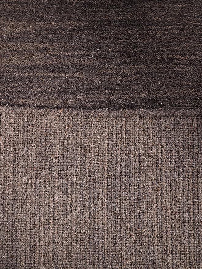Hand Knotted Loom Wool ECO-Friendly Area Rugs - 6'7''x9'10'', Rectangle Shape, Charcoal Color, Plain Solid Design, High Pile Thick Handmade Anti Skid Area Rugs (L00111)