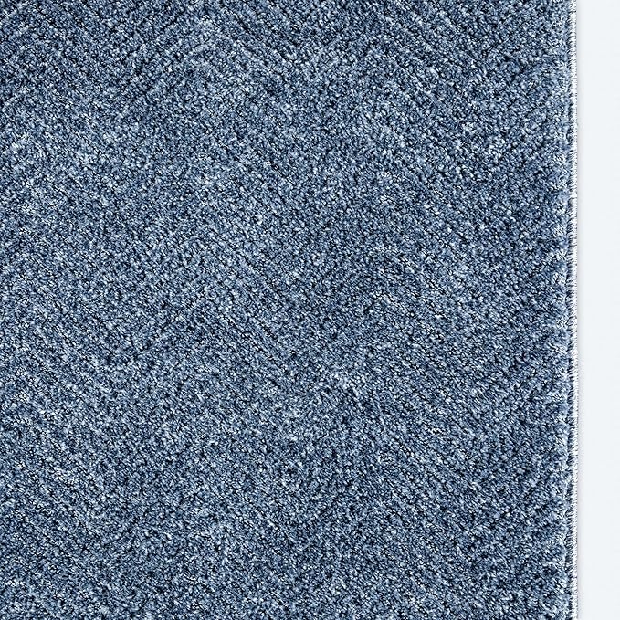 Well Woven Custom Size Hallway & Stair Runner- Harlow Pompeii Blue 27 Inches Wide x 16 Feet Long Runner (27" x 16') Runner Rug - Modern Chevron Pattern, Ultra-Soft, Easy-Clean