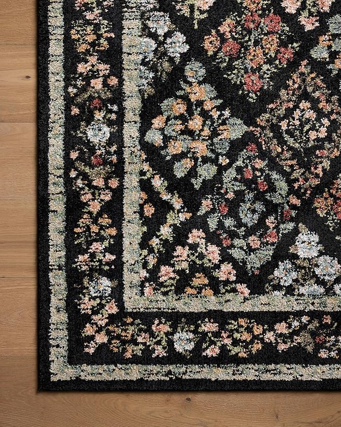 Loloi Rifle Paper Co. Laurel Collection LAU-04 Black/Multi 2'-8" x 8' Runner Rug
