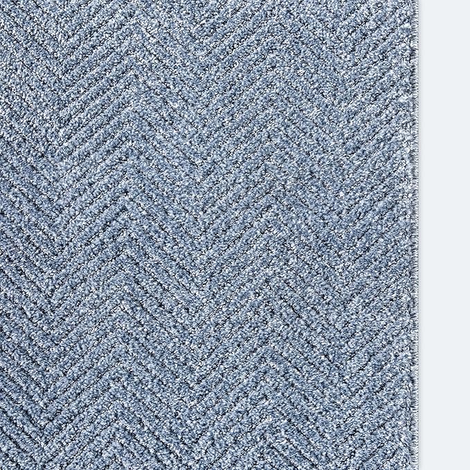 Well Woven Custom Size Hallway & Stair Runner- Harlow Pompeii Light Blue 31 Inches Wide x 90 Feet Long Runner (31" x 90') Runner Rug - Modern Chevron Pattern, Ultra-Soft, Easy-Clean
