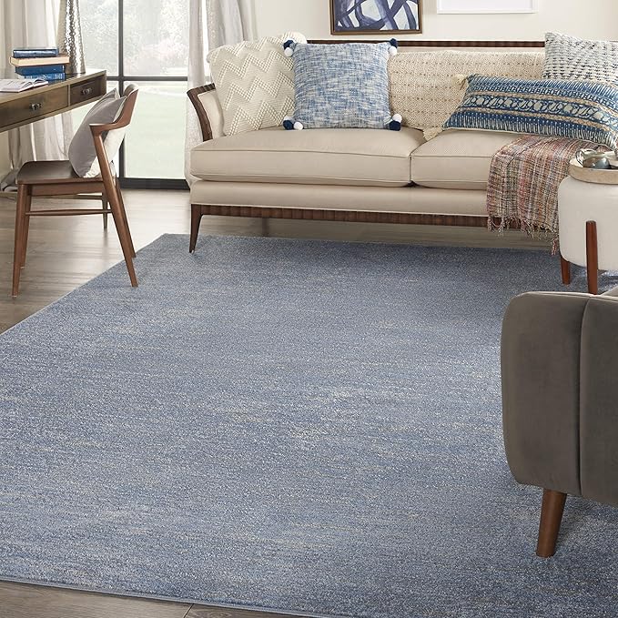 Nourison Home Nourison Essentials Blue Grey 9' x 12' Area Rug - Easy Clean, Non Shedding, Bed Room, Living Room, Dining Room, Kitchen (9' x 12')