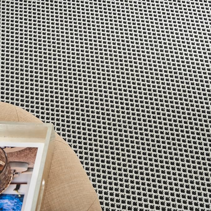 Nourison Home Courtyard Black White 9' x 12' Area Rug - Easy Clean, Non Shedding, Bed Room, Living Room, Dining Room, Kitchen (9' x 12')