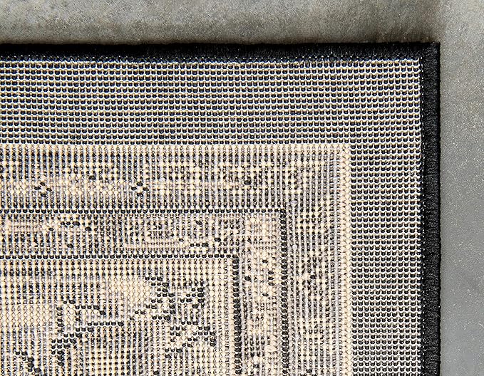 Unique Loom Sialk Hill Collection Area Rug - Washington (8' x 10' Rectangle Black/Gray)