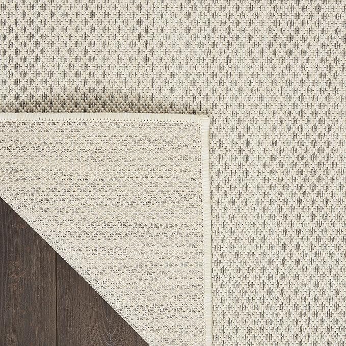 Nourison Home Courtyard Ivory Silver 4' x Square Area Rug - Easy Clean, Non Shedding, Bed Room, Living Room, Dining Room, Kitchen (4' x Square)