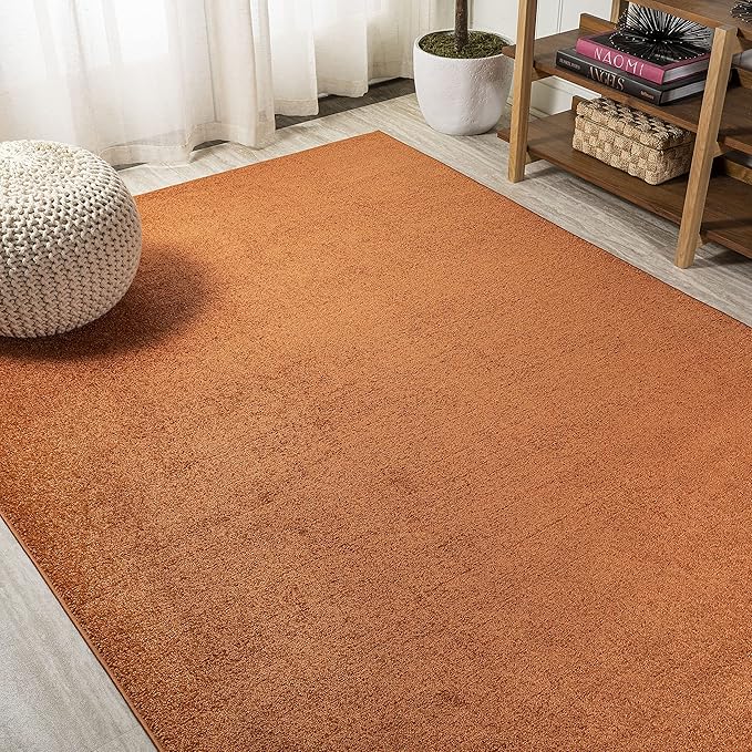 Eyely UES100M-5 Supersoft Haze Solid Low-Pile Indoor Area Rug Casual;Contemporary;Solid;Traditional, Bedroom, Kitchen, Living Room, Easy-Cleaning, Non-Shedding, 5 X 8, Orange