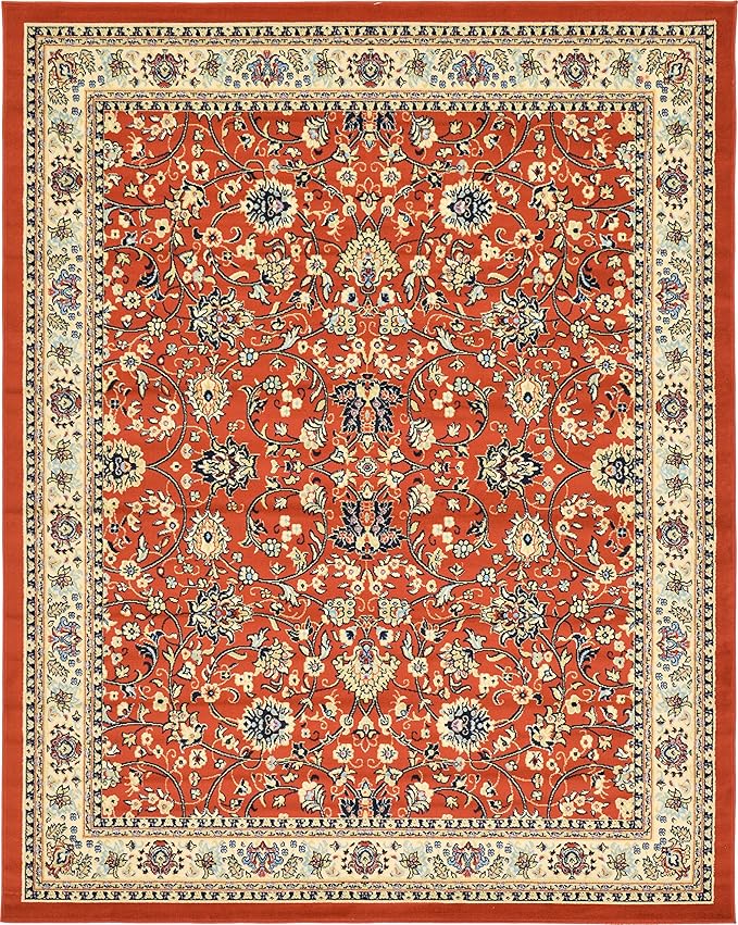 Unique Loom Sialk Hill Collection Area Rug - Washington (7' 10" x 10' Rectangle Terracotta/Cream)