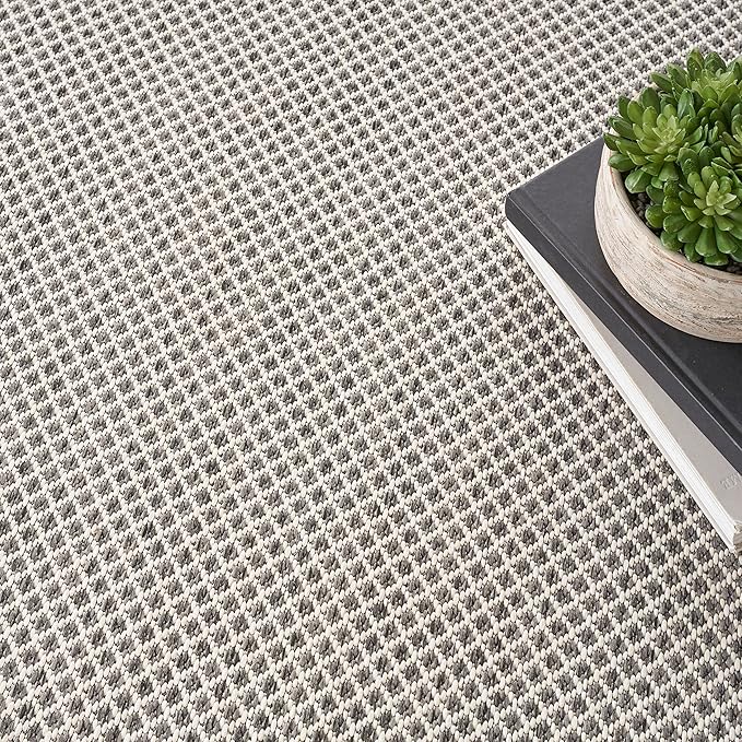 Nourison Home Courtyard Ivory Charcoal 4' x Square Area Rug - Easy Clean, Non Shedding, Bed Room, Living Room, Dining Room, Kitchen (4' x Square)
