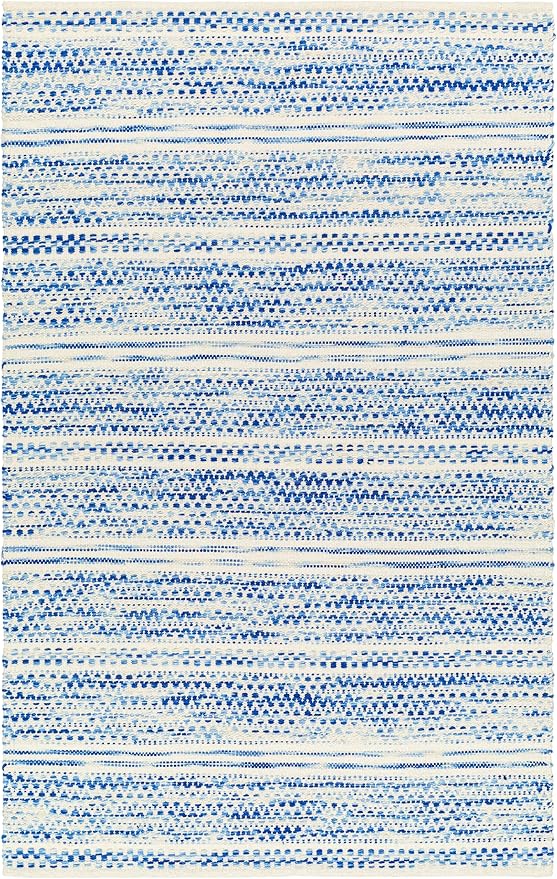 Mark&Day Wool Rugs, 8x10 Marie Global Dark Blue Area Rug, Blue Beige Carpet for Living Room, Bedroom or Kitchen (8' x 10')