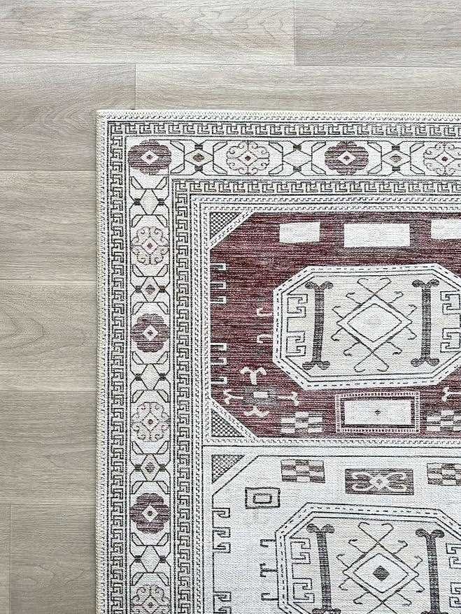 Fame Living Faded Oushak Rug, Turkish Vintage Floral Pastel Large Oversized Area Rugs for Living Room Dining Bedroom Kitchen Bathroom Nursery (848CrRd, 5'9" x 8'9")