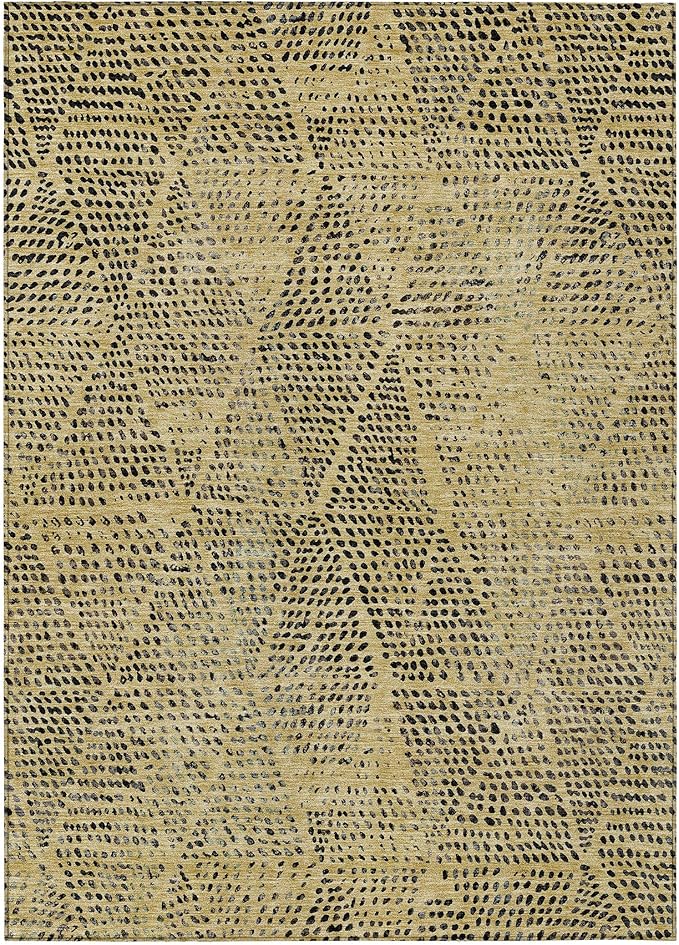 Addison Rugs Chantille ACN591 Gold 5' x 7'6" Indoor Outdoor Area Rug, Easy Clean, Machine Washable, Non Shedding, Bedroom, Living Room, Dining Room, Kitchen, Patio Rug