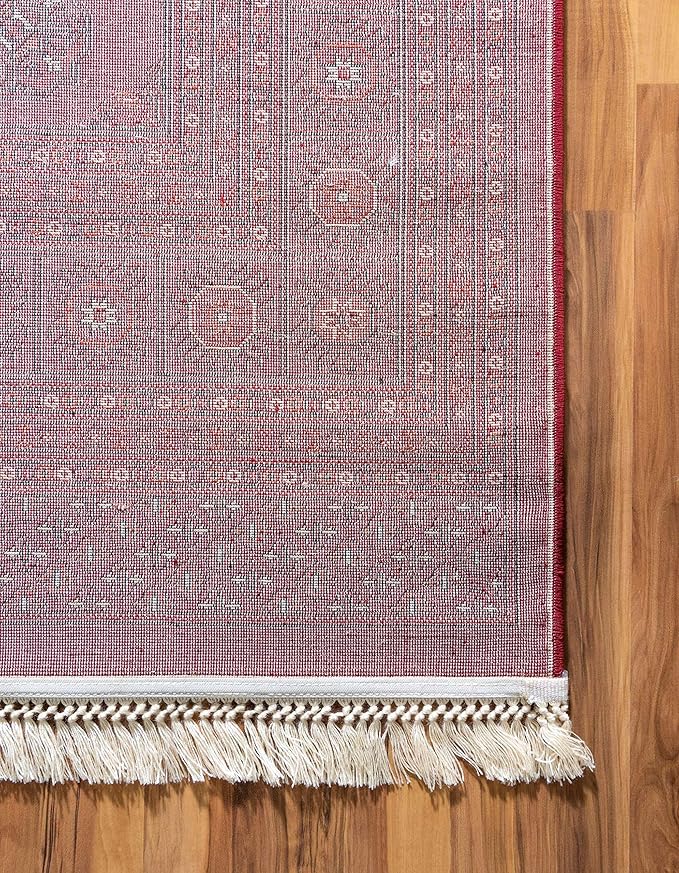 Unique Loom Tekke Collection Over-Dyed Saturated Traditional Torkaman Area Rug (5' 0 x 8' 0 Rectangular, Red/Burgundy)
