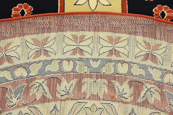 Unique Loom Taftan Collection Border Geometric Tribal Inspired Design Area Rug (8' 0 x 8' 0 Round, Terracotta/ Ivory)