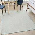 Nourison Home Courtyard Ivory Aqua 4' x 6' Area Rug - Easy Clean, Non Shedding, Bed Room, Living Room, Dining Room, Kitchen (4' x 6')