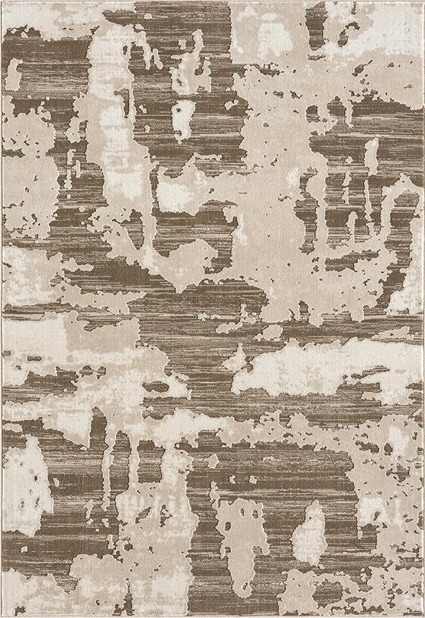 Abani Terra Area Rug for Living Room, Bedroom - Abstract Pattern - Brown Cream - 4' x 6' - Durable & Easy to Clean