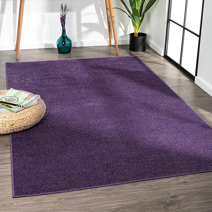 JONATHAN Y Haze Solid Low-Pile Purple Indoor Area Rug 5x8, Coastal,Bohemian,Minimalist,Classic, Easy-Cleaning for Living Room,Bedroom,Kitchen,Pet Friendly,Non-Shedding (SEU100N-5)