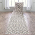 Well Woven Custom Size Runner - Choose Your Length - Ainsley Ivory Diamond Trellis Geometric Tribal - 31 Inches Wide x 23 Feet Long Runner (31" x 23' Runner) Rug