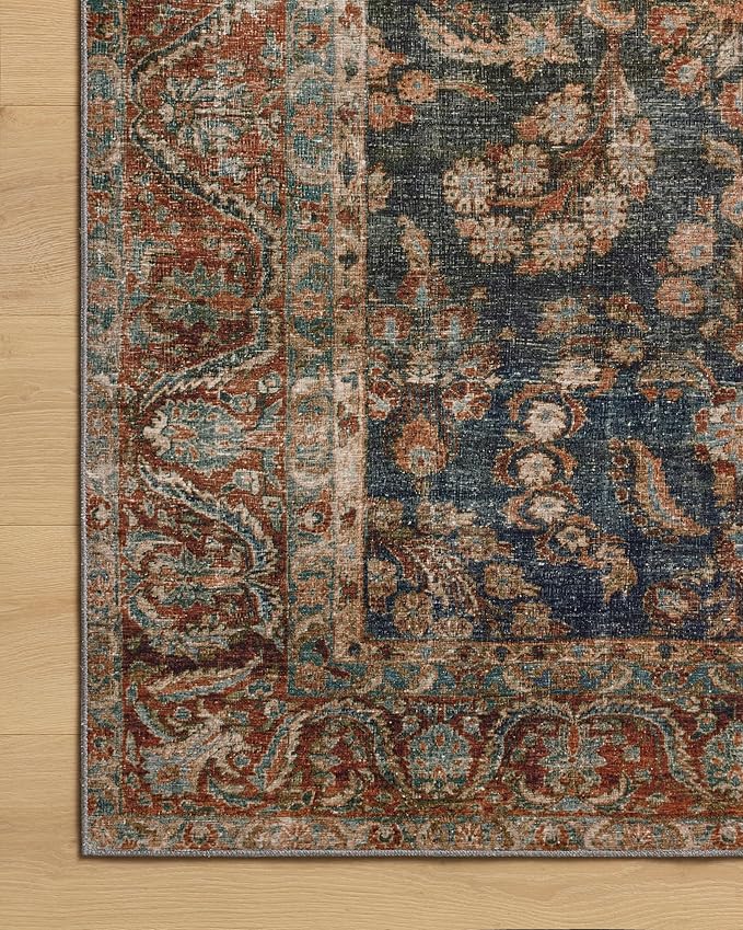 Loloi Chris Loves Julia Jules Collection JUL-10 Ocean/Spice 2'-3" x 3'-9", .13" Pile Height, Area Rug