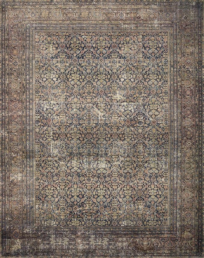 Loloi Amber Lewis Morgan Collection MOG-03 Denim/Multi 8'-3" x 11'-3" 38" Thick Area Rug feat. CloudPile, Neutral, Room Décor, Vintage Inspired, Livingroom, Bedroom, Dining Area