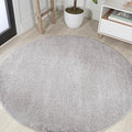 Eyely UES100K-5R Supersoft Haze Solid Low-Pile Indoor Area Rug Casual;Contemporary;Solid;Traditional, Bedroom, Kitchen, Living Room, Easy-Cleaning, Non-Shedding, 5' Round, Light Gray