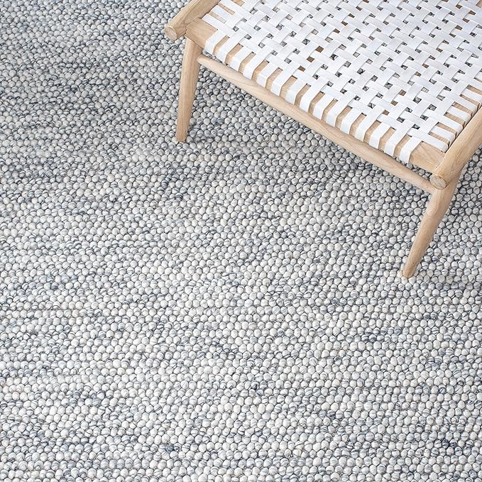 Safavieh Natura Collection Area Rug - 10' Square, Light Grey & Ivory, Handmade Wool Blend, Textured Design, Ideal for Living Room, Bedroom, Dining Space (NAT620G)