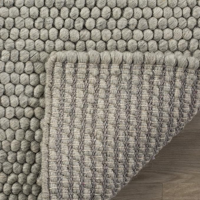 SAFAVIEH Natura Collection Runner Rug - 2'3" x 10', Silver, Handmade Wool Blend, Textured Design, Ideal for Hallway, Bedroom, Foyer (NAT620C)