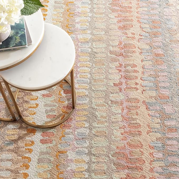 Dash & Albert Paint Chip Stone Hand Micro Hooked Wool Rug, 9.5 X 13.5 Feet, Multicolored/Browns Geometric Pattern