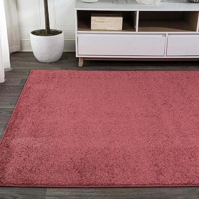 Eyely UES100E-8 Supersoft Haze Solid Low-Pile Indoor Area Rug Casual;Contemporary;Solid;Traditional, Bedroom, Kitchen, Living Room, Easy-Cleaning, Non-Shedding, 8 X 10, Red