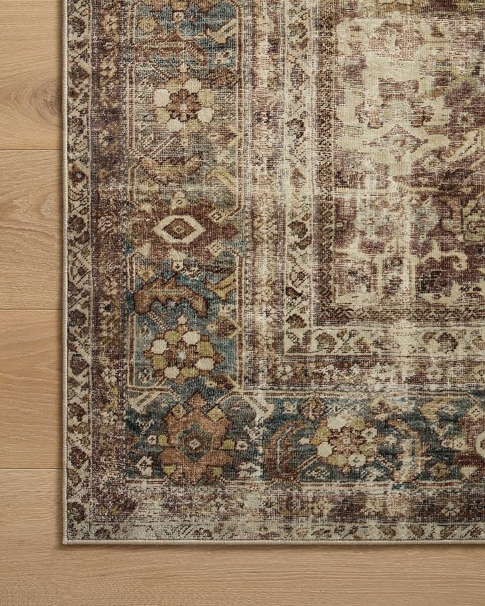 Loloi Magnolia Home by Joanna Gaines Sinclair Collection SIN-01 Rust/Lagoon 2'-3" x 11'-6", .25" Pile Height, Machine Washable, Runner Rug