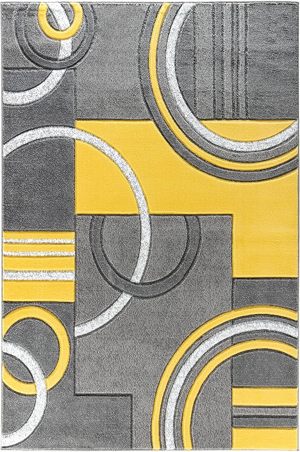 GLORY RUGS Area Rug Modern Soft Hand Carved Contemporary Floor Carpet with Premium Fluffy Texture for Indoor Living Dining Room and Bedroom Area (2x3, Yellow)
