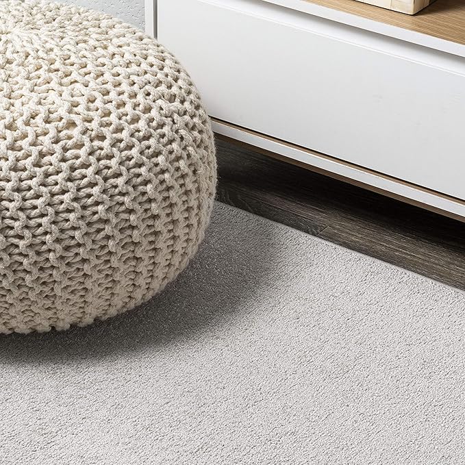 Eyely UES100D-5R Supersoft Haze Solid Low-Pile Indoor Area Rug Casual;Contemporary;Solid;Traditional, Bedroom, Kitchen, Living Room, Easy-Cleaning, Non-Shedding, 5' Round, Ivory