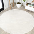 JONATHAN Y Haze Solid Low-Pile Cream 5' Round Indoor Area Rug, Coastal,Bohemian,Minimalist,Classic, Easy-Cleaning for Living Room,Bedroom,Kitchen,Pet Friendly,Non-Shedding (SEU100T-5R)