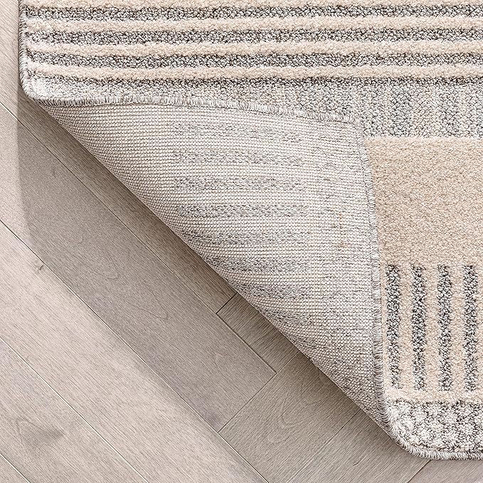 Well Woven Harlow Collection Briar Beige - Modern Tribal Minimalist Geometric 8x10 Area Rug - Ideal for Living Room, Dining Room & Bedroom - Durable, Stain Resistant & Easy to Clean