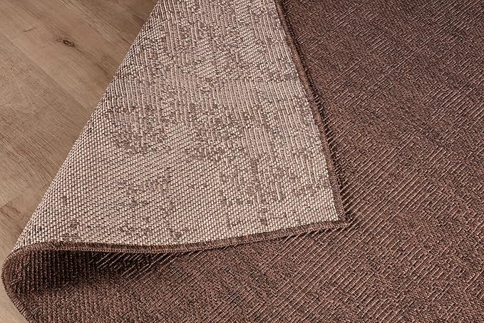 CAMILSON Easy Jute Round Rug 6ft Indoor Outdoor Brown Color Fiber Area Rugs for Living Room Patio and Kitchen Rug, Solid Boho Woven Design Easy-Cleaning, Washable Outside Carpet Alfombras (6 Round)