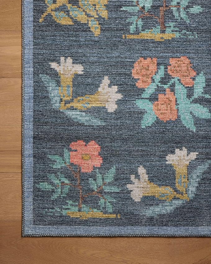 Loloi Rifle Paper Co. Rosa Collection RSA-03 Navy 2'-6" x 9'-6" Runner Rug