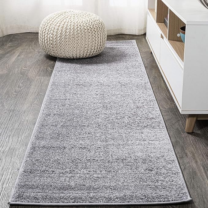 JONATHAN Y Haze Solid Low-Pile Gray Runner Rug 2x10, Coastal,Bohemian,Minimalist,Classic, Easy-Cleaning for Living Room,Bedroom,Kitchen,Pet Friendly,Non-Shedding (SEU100A-210)