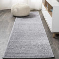 Eyely UES100A-216 Supersoft Haze Solid Low-Pile Indoor Runner Rug, Coastal, Bohemian, Minimalist, Classic, Casual for Bedroom,Kitchen,Living Room,Non Shedding,Easy-Washing, Gray, 2 X 16
