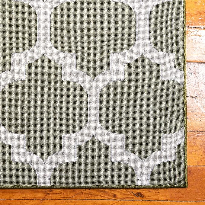 Rugs.com Lattice Collection Rug – 5' x 8' Dark Green Medium Rug Perfect for Bedrooms, Dining Rooms, Living Rooms