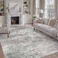 6x9 Grey Area Rug Washable Modern Abstract Living Room Carpet Non Slip Neutral Low Pile Soft Contemporary Gray Bedroom Large Rug Indoor Office Dining Room Playroom