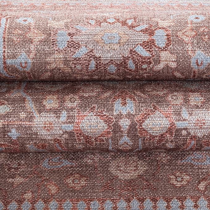 Fame Living Washable Area Rug. Modern Farmhouse. Vintage. Turkish. Bohemian. Distressed. Oriental. Traditional. Rugs for Living Room. Dining. Bedroom. Office. Entryway. Foyer. (860TT, 5' x 6'9")